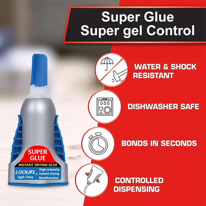 Super Glue Repair Professional Glue High-strength transparent cyanoacrylate glue quick-drying, odorless and durable adhesion.