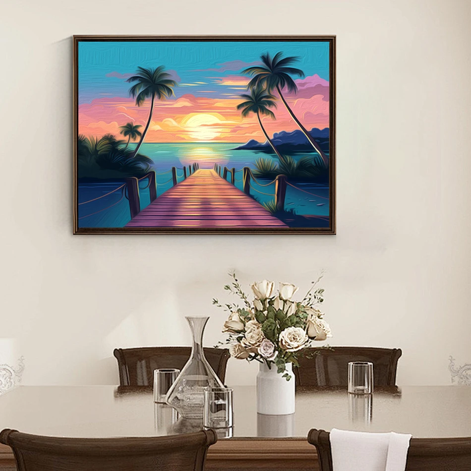 RUOPOTY-Paint By Number Adult Kit seascape Picture Drawing Handwork Canvas Wall Art Home Decoration Coloring By Numbers Wall Art