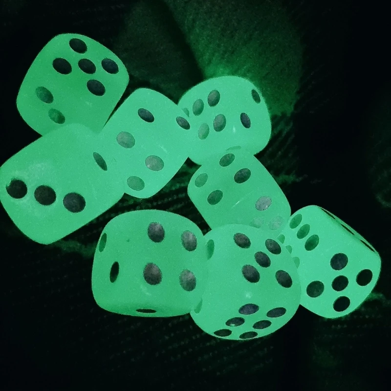 D6 6Sided Glow in The Dark Dices Die for DND-MTG-RPG,Tenzi-Farkle,Yahtzee-Bunco