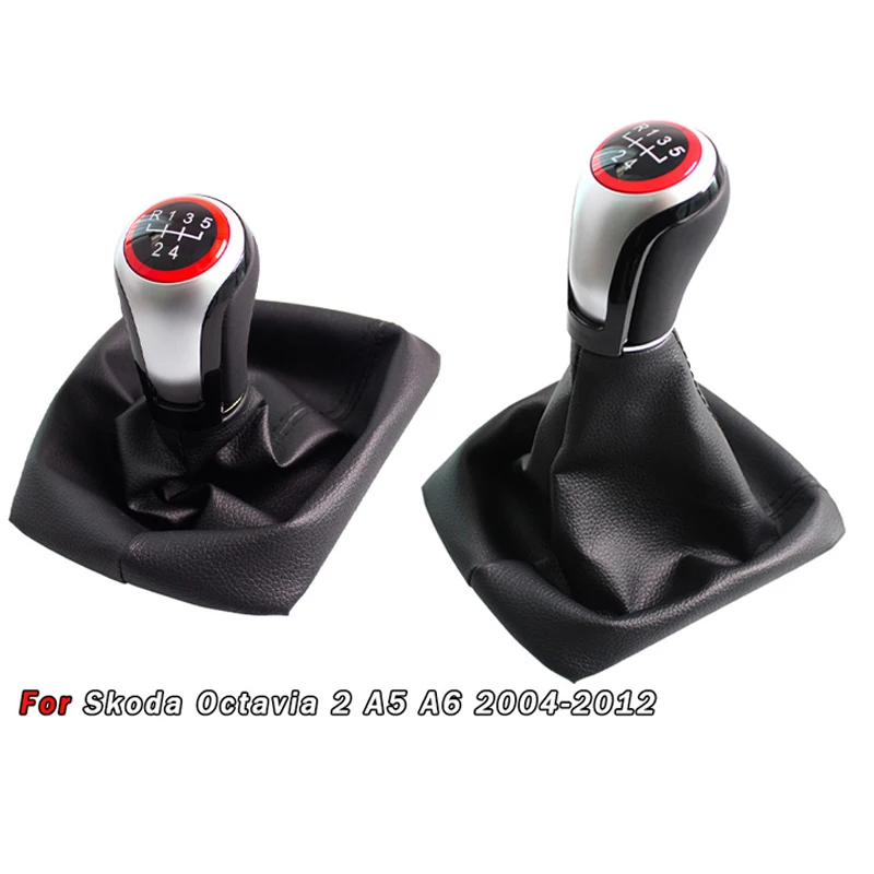 

5-Speed Manual Gear Shift Knob & Dust Boot for Skoda Octavia 2 A5 A6 2004-2012 - Transmission Lever, Durable Car Accessories