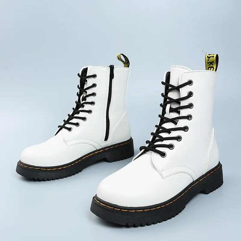 Punk Shoes New Chunky Heel Platform Motorcycle Boots Women Round Toe Creeper Boots Designer Women Ankle Boots Botas De Mujer