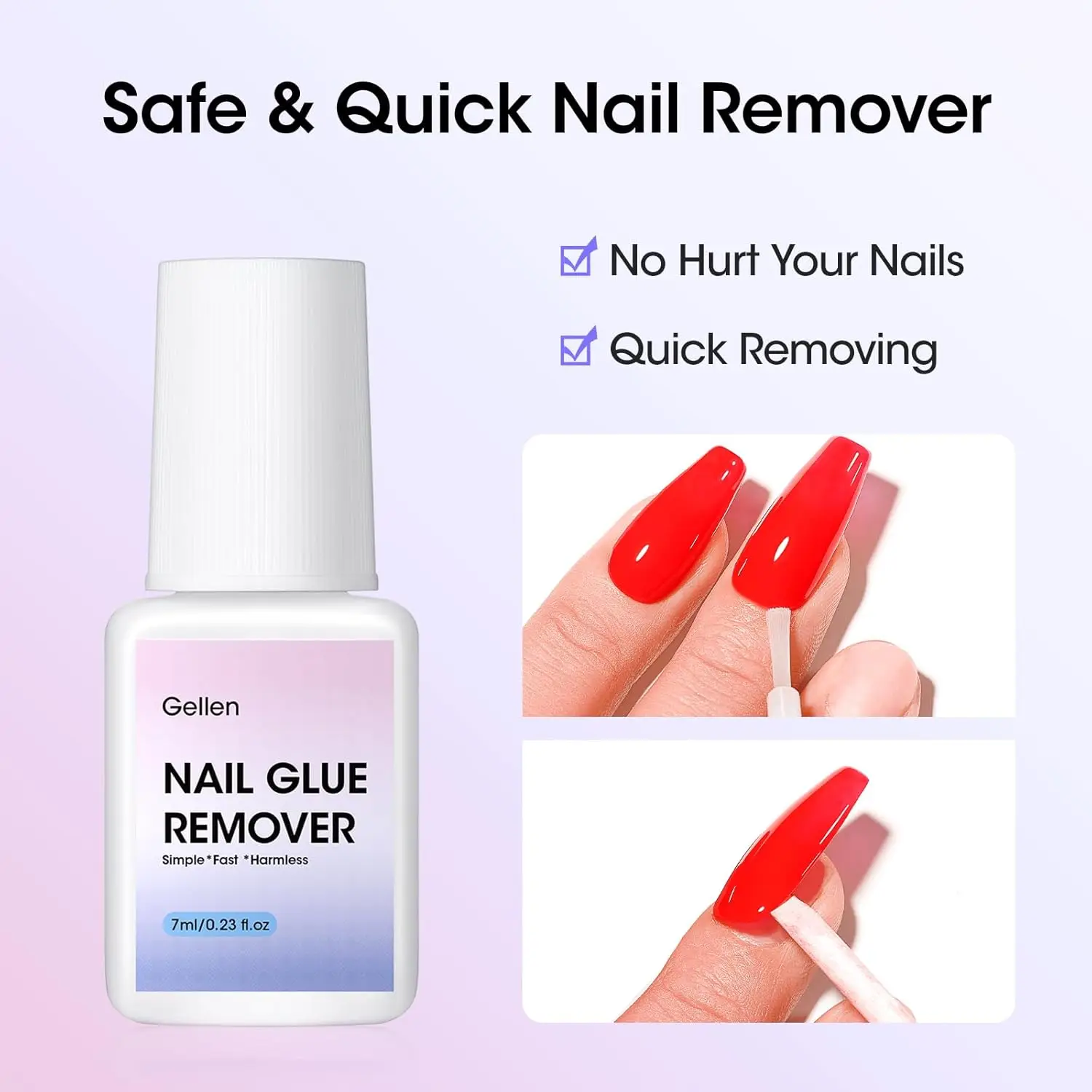 GELLEN 7 مللي طقم مزيل غراء الأظافر الاكريليك اضغط على نصائح 2 قطعة سوبر قوية بسرعة الغراء قبالة الأظافر وهمية هلام مجموعة طلاء الأظافر #4