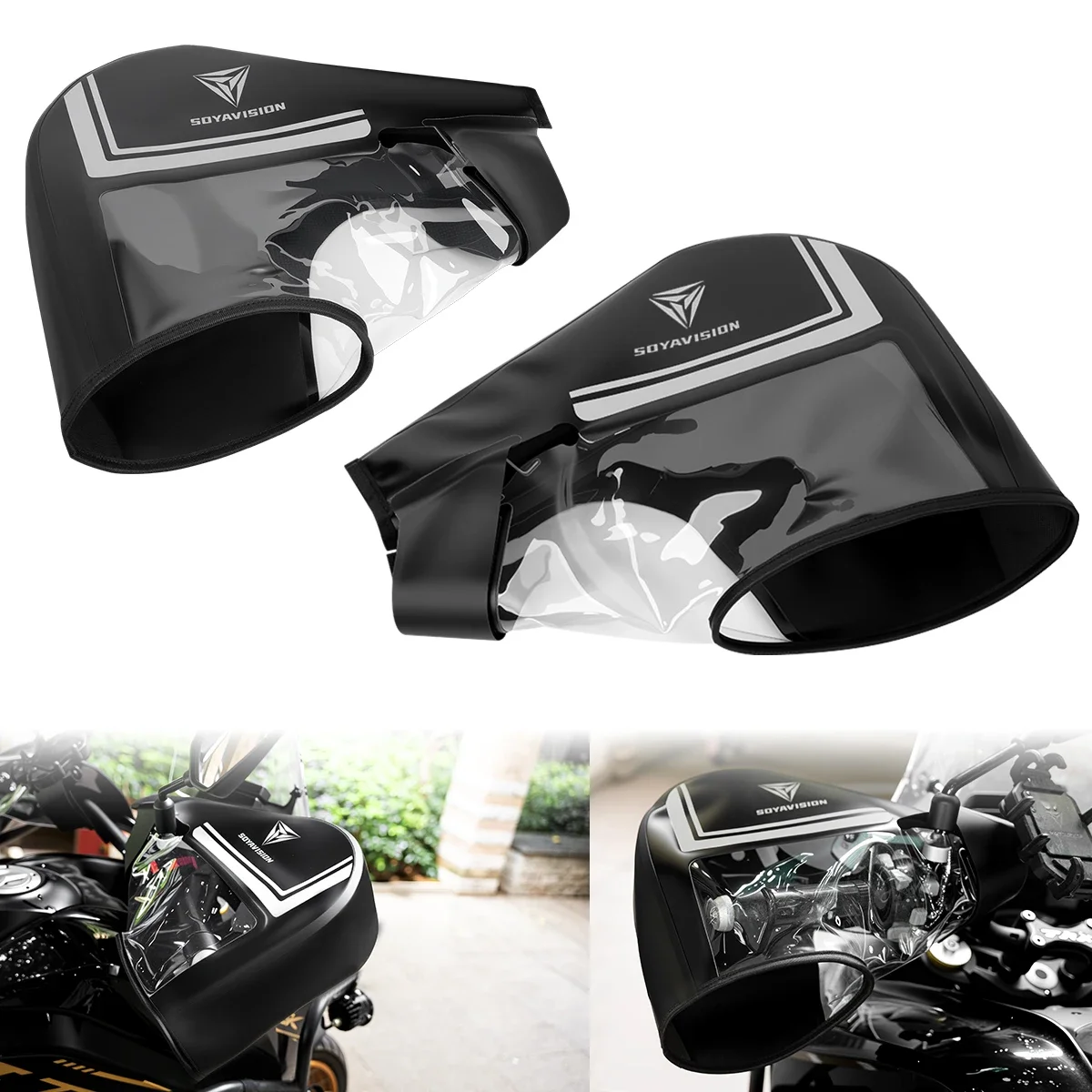 Motorcycle Handlebar Gloves with Reflective Strip Windproof Handle Bar Cover for ATV/Snowmobile/Scooter