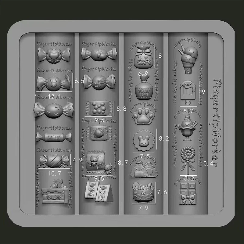 Nail Mold Silicone Cartoon Candy Nail Art Decorations Nail Polish Filling Mold DIY Relief Design Stereoscopic Manicure Tools