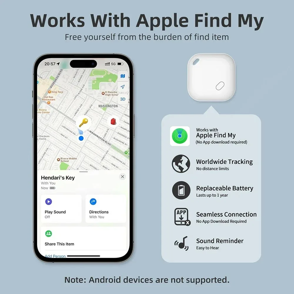Mini Anti-loss Device For Apple Find My App Keys Finder Smart Tag Wallet Lost Item Finder Bluetooth Find Device Only IOS System