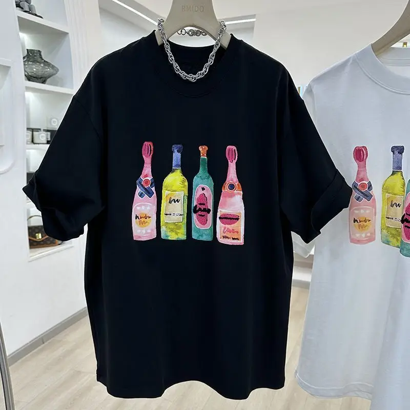 

Contrast Printing Loose Youth Street Casual Tops Summer New Short Sleeve Trend All-match T Shirts Fashion Korean Women Clothing