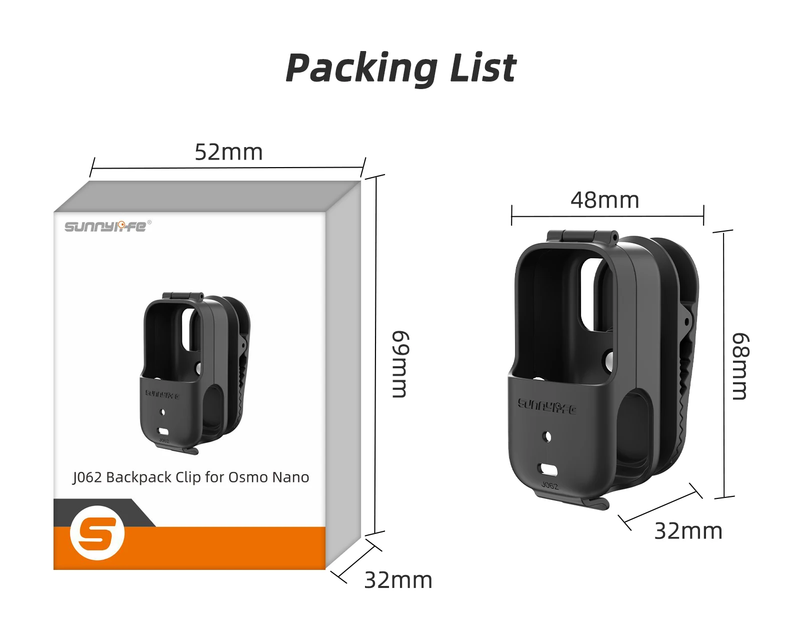 回転可能なアクションカメラマウント、DJI Osmo Nano バックパッククリップ、マウント用