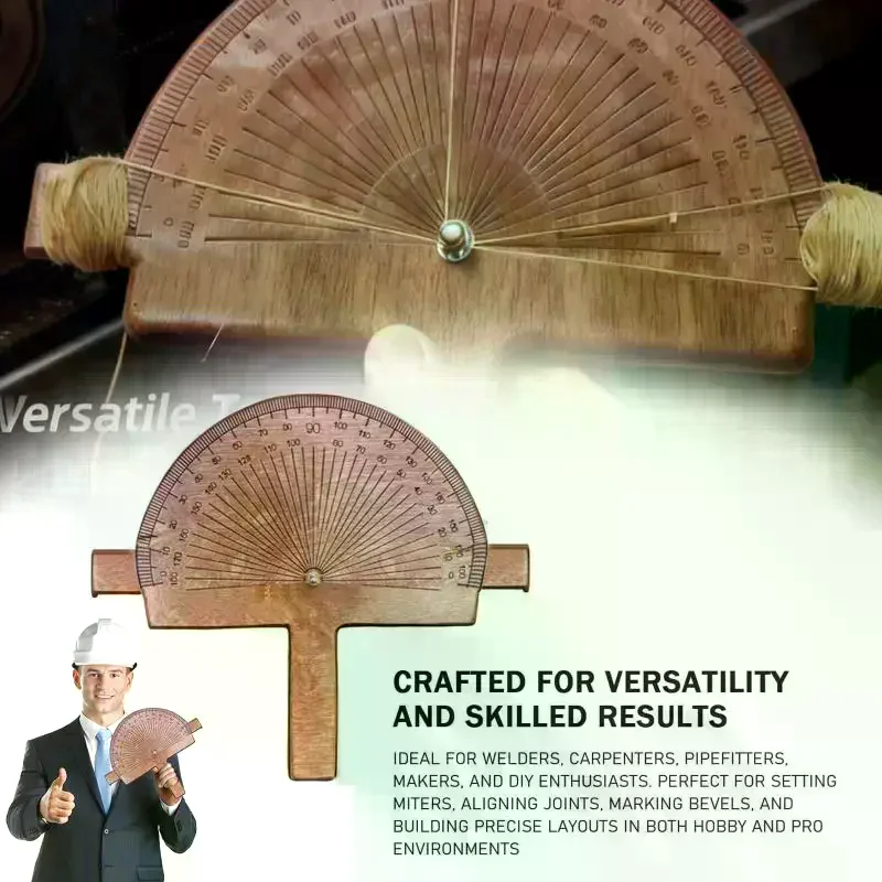 Precision Angle Finder – Handcrafted Birch Wood Degree Tool, Custom Angle Finder Tool, Personalized Engraved Birch Protractor