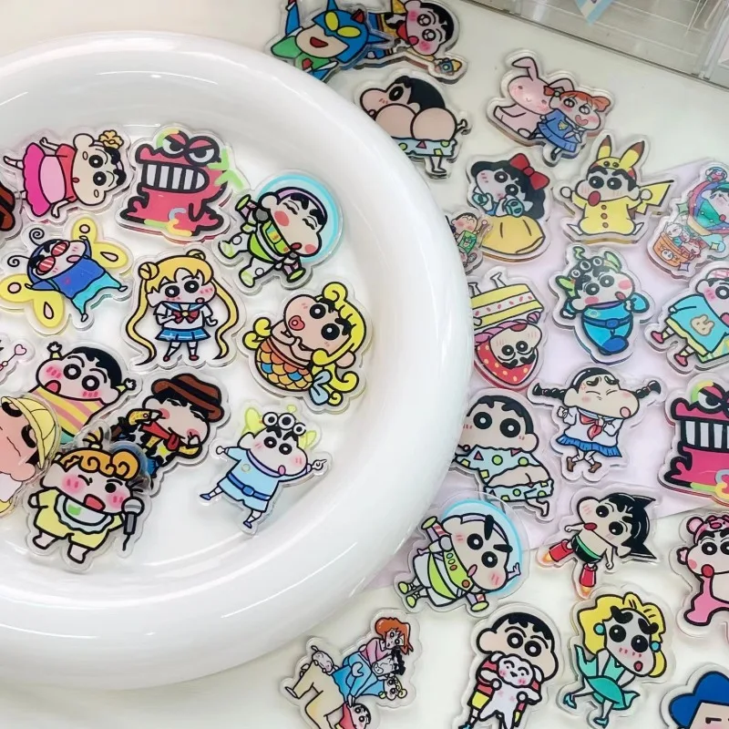 Crayon Shin chan acrylic DIY patch double-sided printing with colorful edges Special shaped2cm 4cm keychain hair clip material