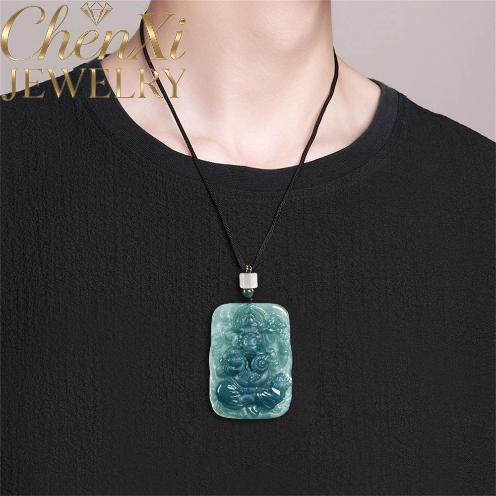 High-End Natural A-Grade Ice-Grade Jadeite Blue Water Thailand Elephant God Fine Jewelry Amulets And Mascots Gift Best Selling