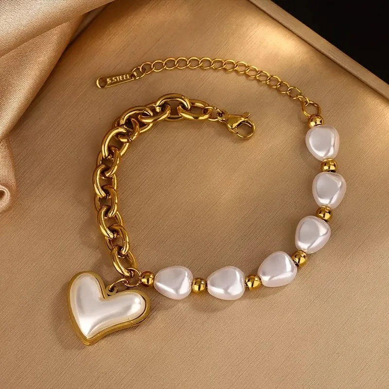 Pulsera de amor de perlas de imitación de cadena de moda de Europa y Estados Unidos, accesorios de joyería de tendencia personalizados para mujer