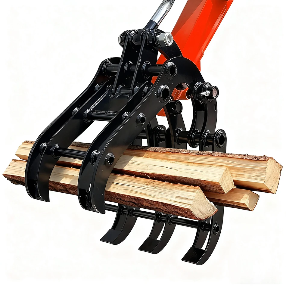 Mini Excavator Attachment Log Grapple Small Excavator Accessory Hydraulic Grab Rotary Excavator Hydraulic Controlled Timber Grab