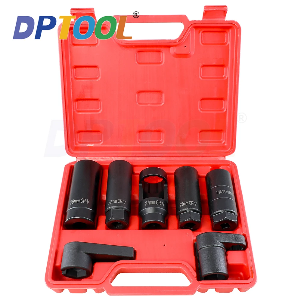 7pcs Oxygen Sensor Socket Wrench Thread Chaser Tool Kit Auto O2 Socket Removal Installation Install Offset Vacuum Sensor Socket