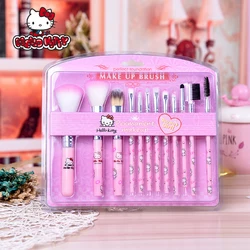 Hello Kitty Sanrio 12Pcs/Set Makeup Brushes Makeup Brushes Ins Girly Heart Cute Man-Made Fiber Beauty Tool Set Holiday Gifts Toy