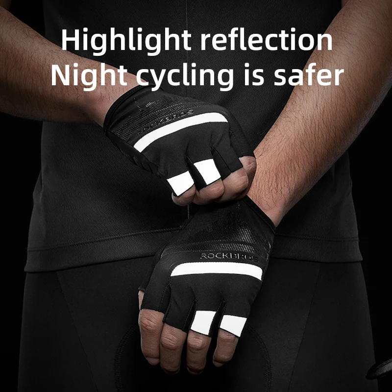 ROCKBROS-Guantes deportivos unisex, protección de manos de medio dedo, resistentes a los golpes y transpirables, para bicicleta de montaña o