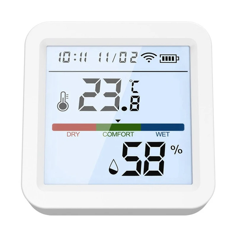 Temperature Sensor Backlighting Screen App Control  Temperature Alarm Sensor With Clock Function For Home