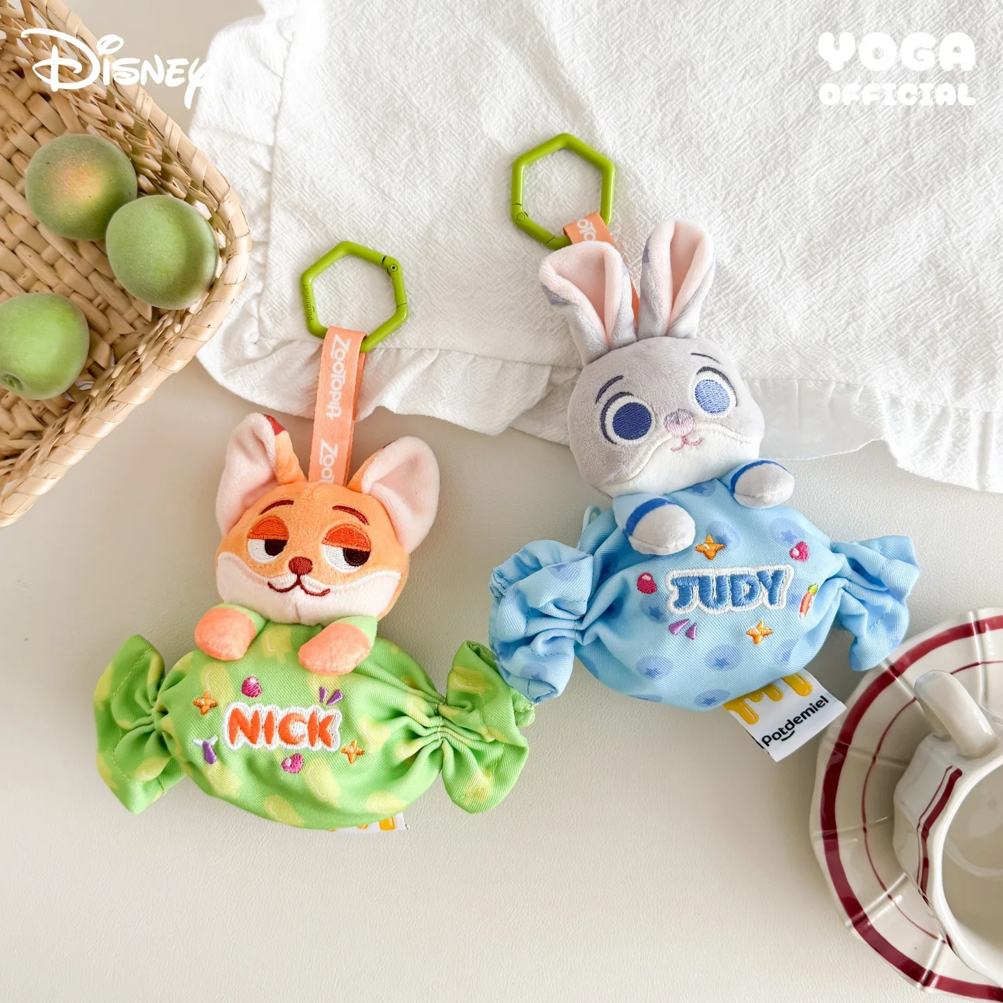 

Genuine Disney Zootopia Plush Coin Purse Keychain Cute Judy and Nick Wilde Candy Design Bag Charm Mini Wallet Gift for Kids Fans