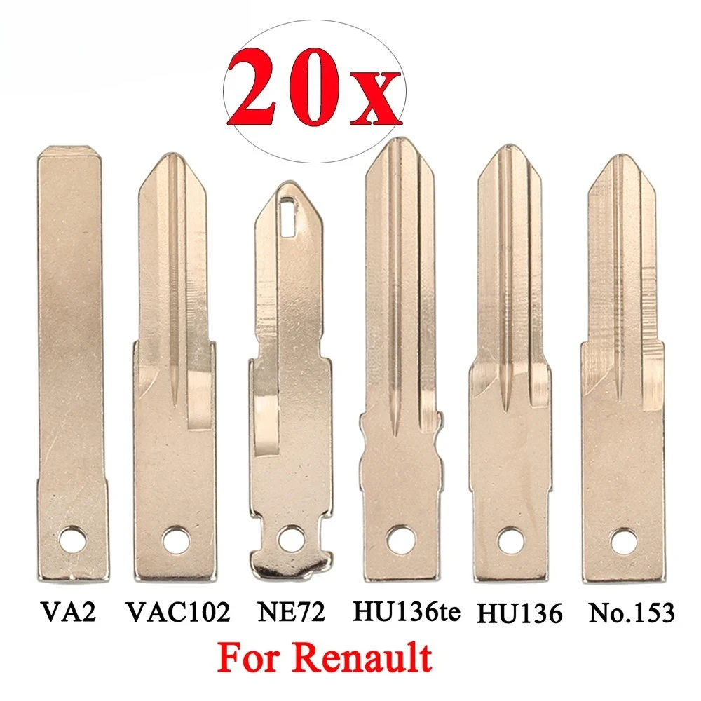 20 pièces VA2 VAC102 Hu136te Ne72 Hu136 lame de clé à distance non coupée pour Renault Peugeot clé vierge VA6 Ne73
