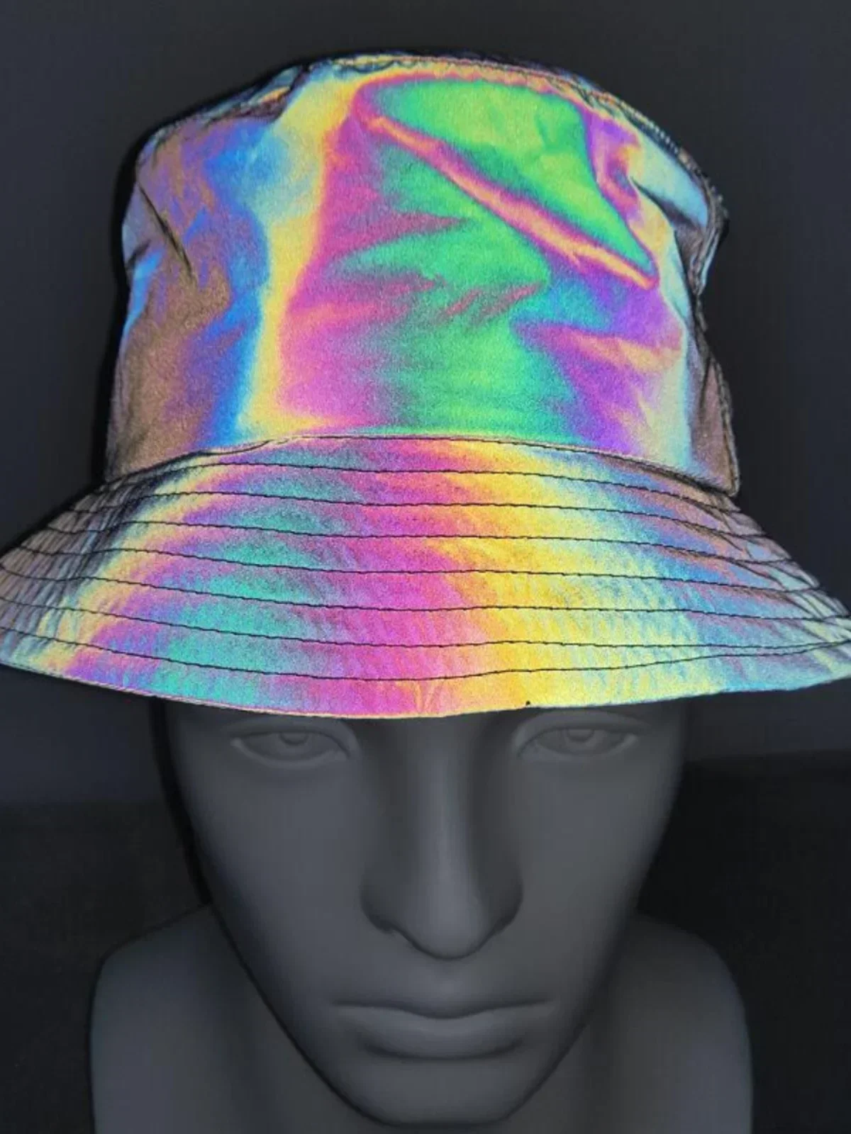 Colorful reflective bucket hat sunscreen personalized hat hip hop outdoor travel safety men and women fashion