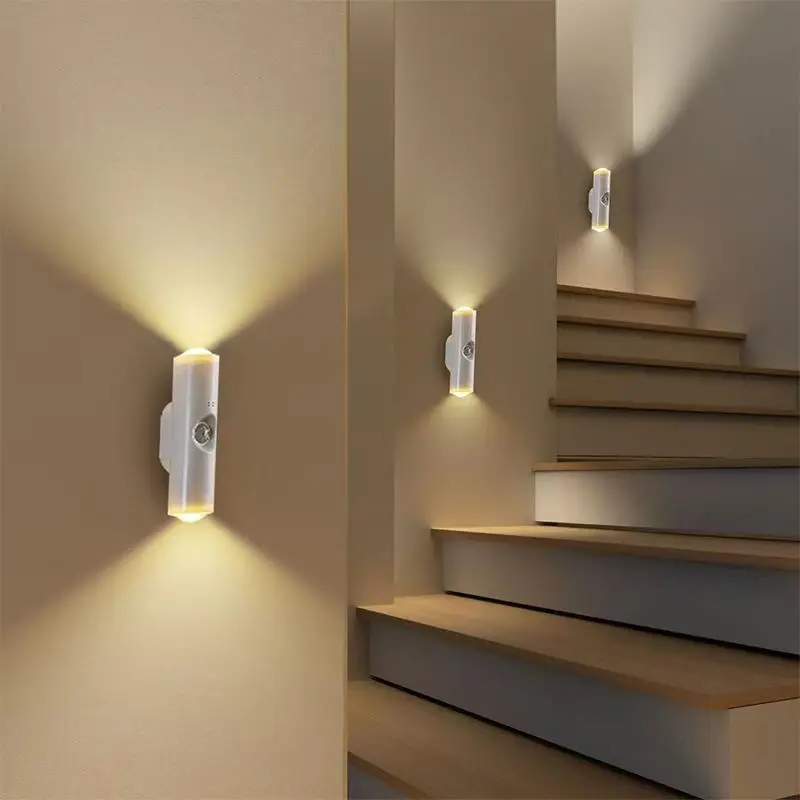 

1Pcs Double Cat Eye Intelligent Human Sensing Wall Light Magnetic USB Charging Self Adhesive Home Night Light