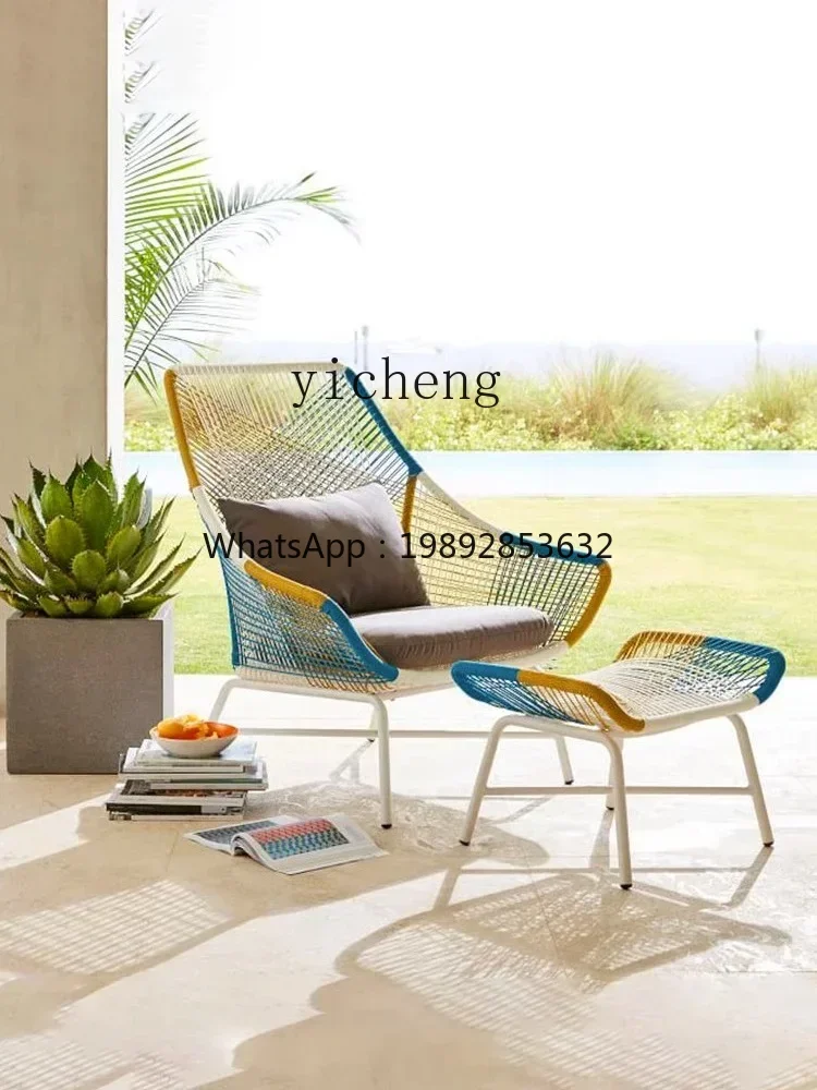 U7 outdoor rattan sofa courtyard sun room outdoor waterproof and sunscreen leisure single chair