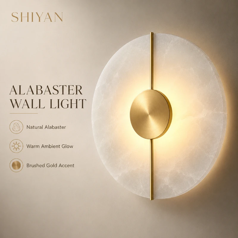 Spain Luxury Creative Marble Wall Light Alabaster Marble Wall Sconce for Bedroom Bedside Living Room Aisle Indoor Decor