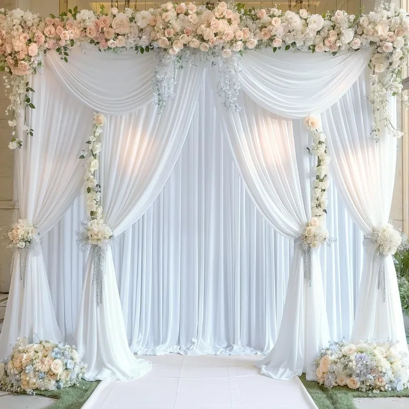 

20ft x 15ft White Wrinkle Free Backdrop Curtains for Wedding Party Backdrops Curtain Drapes Fabric Decorations Photo