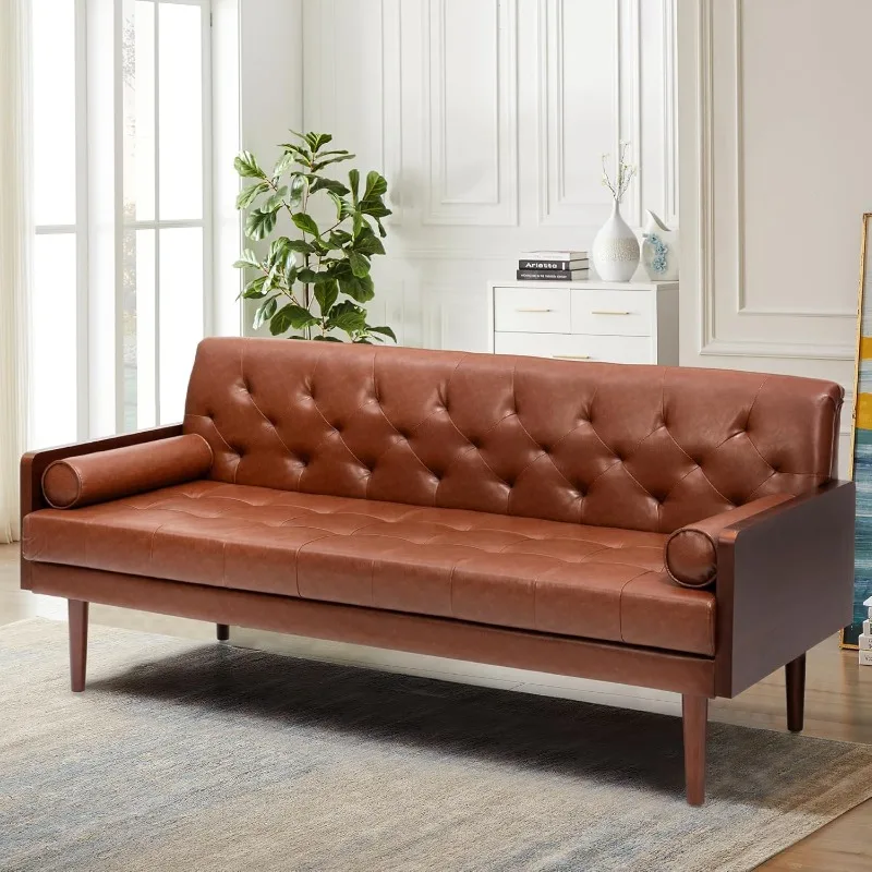 Faux Leather Couch Modern 72