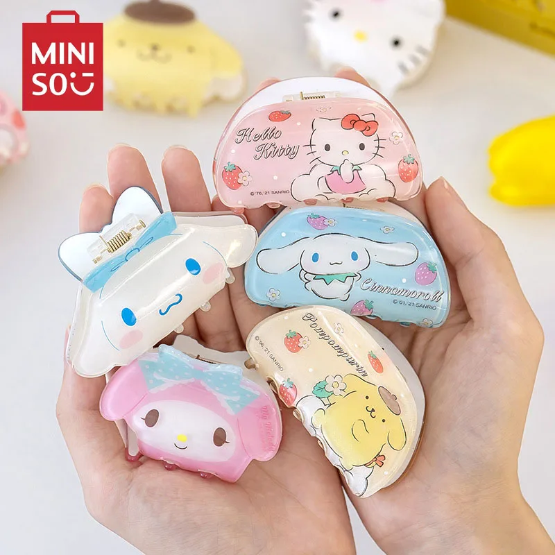 Sanrio Anime Kuromi Hair Grabbing Clip Kawaii Cartoon Figure Melody Cinnamoroll Young Girl Acrylic Hairpin Kids Birthday Gift