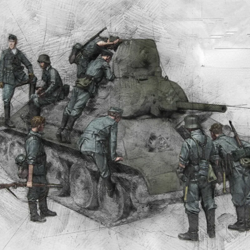 

Масштаб 1/35, фигурки из смолы, Сборная модель, набор военных искусственных миниатюрных солдат, 8 человек, разборные и неокрашенные