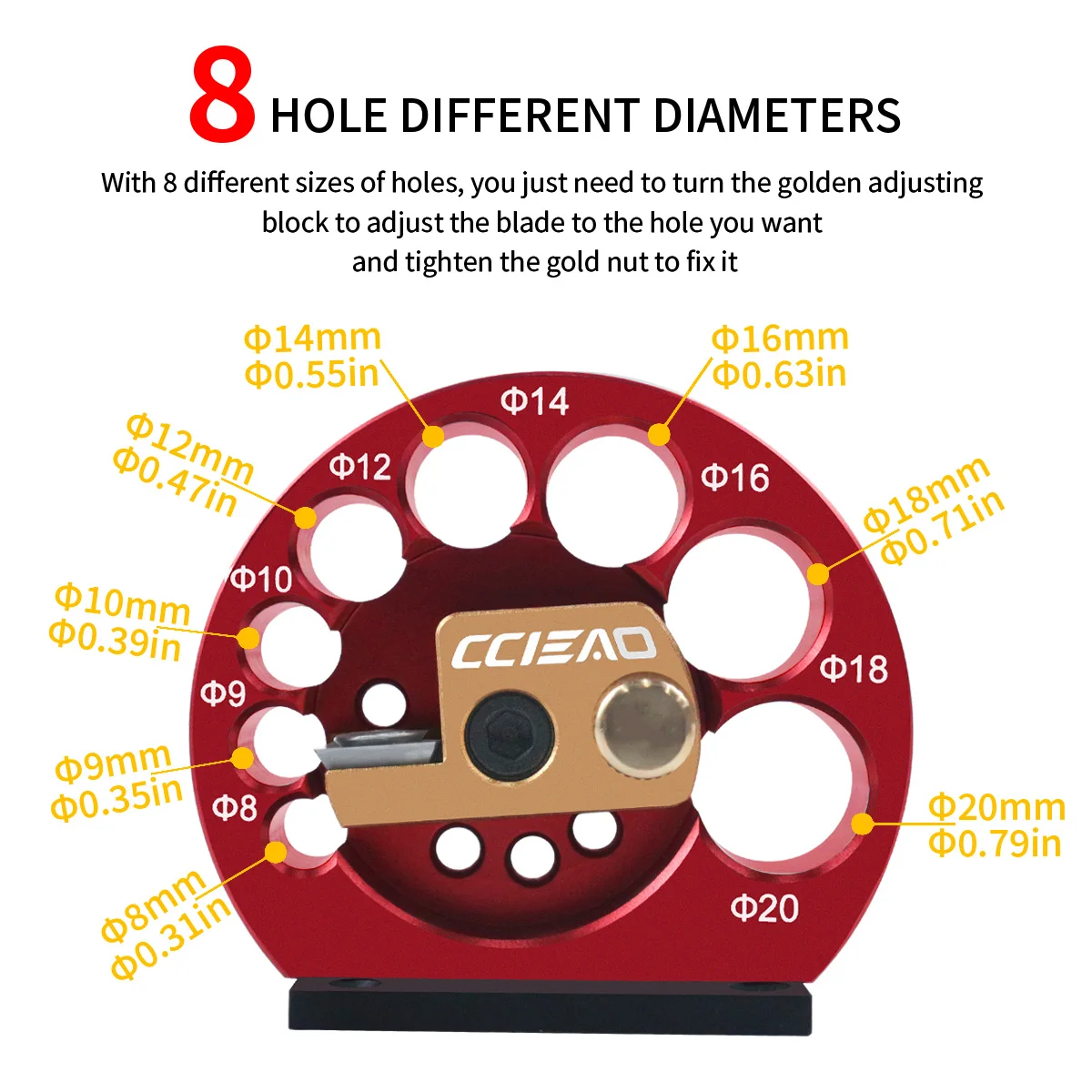 8-holes Alkalmazkodó m Csap készítő Ide-oda járás 8mm-20mm vag keményfém pengék woodworking Elektromos Felszúr Aprítás Csap Futam Horgászbot Kisegítő Munkaeszköz