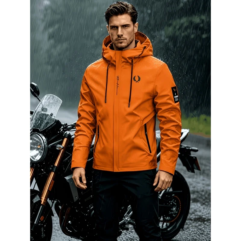 Men's hooded windproof jacket motorcycle riding waterproof windproof jacket outdoor hiking functional jacket