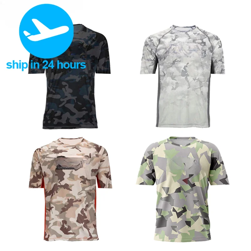 Summer  Fishing Shirts Short Sleeve UV Protection T-Shirts  UPF 50 Hiking Jerseys Quick Dry Fishing Tops