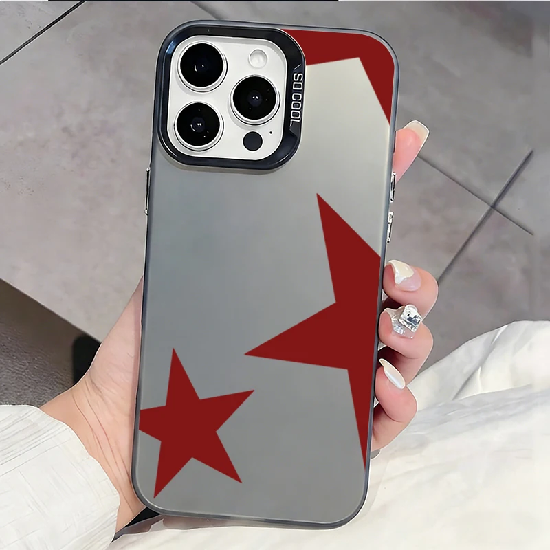 Red Star Phone Case for iPhone 16 17 12 11 15 14 13 Pro Max - Simple Geometric Design Modern Trendy for Men Women cover