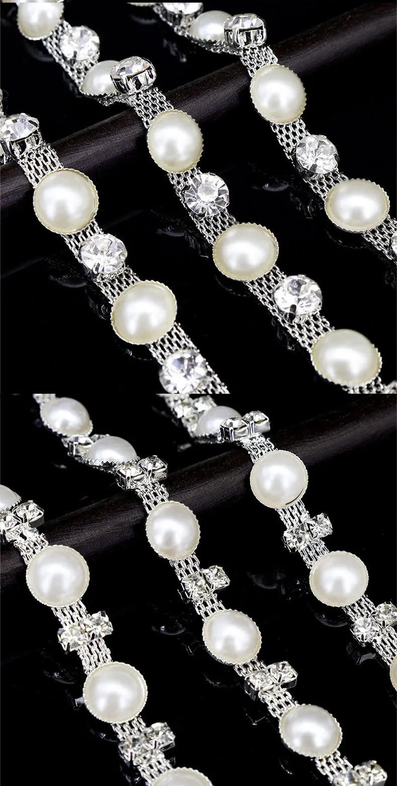 10 Yards Strass-Kette Perlen-Diamant-Ketten Bekleidungszubehör DIY Strass-Band Hochzeits-Party-Geschenk-Dekoration – Detail 3