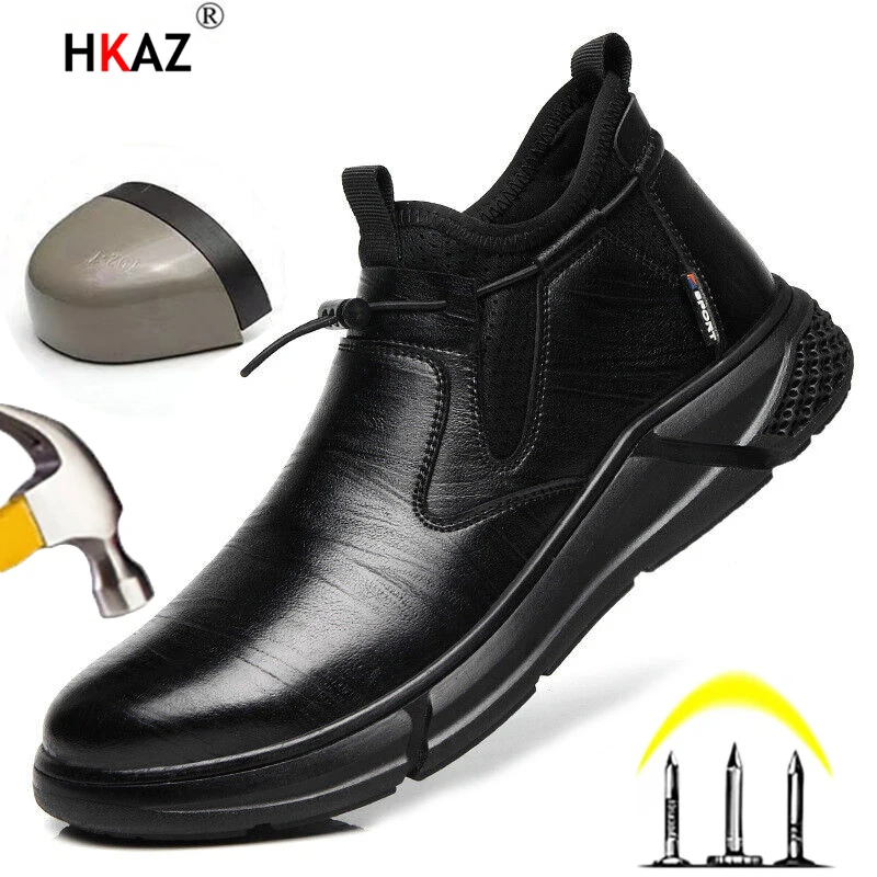 Waterproof Safety Shoes Men Work Steel Toe Caps Male Indestructible Work Boots Protective Shoes Puncture-Proof Security Footwear