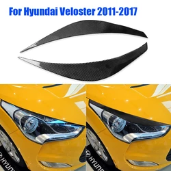 For Hyundai Veloster 2011-2017 Carbon Fiber Front Headlight Eyelid Eyebrow Cover Decorative Car Decoration Accessories Sticker