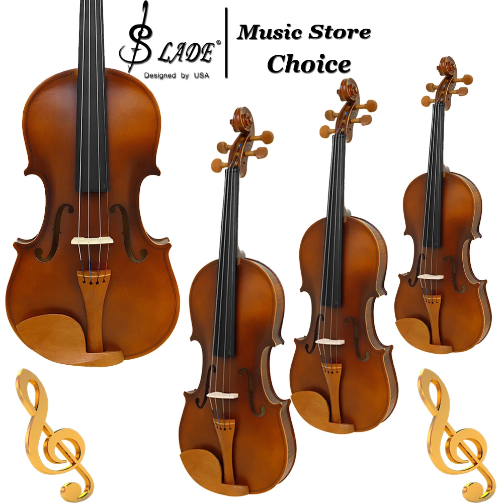 AV-211 Violin 1/2 3/4 4/4 Multisize Fiddle Import Spruce Top Maple Back Jujube Spindle Violin with Case Pro Stringed Instrument
