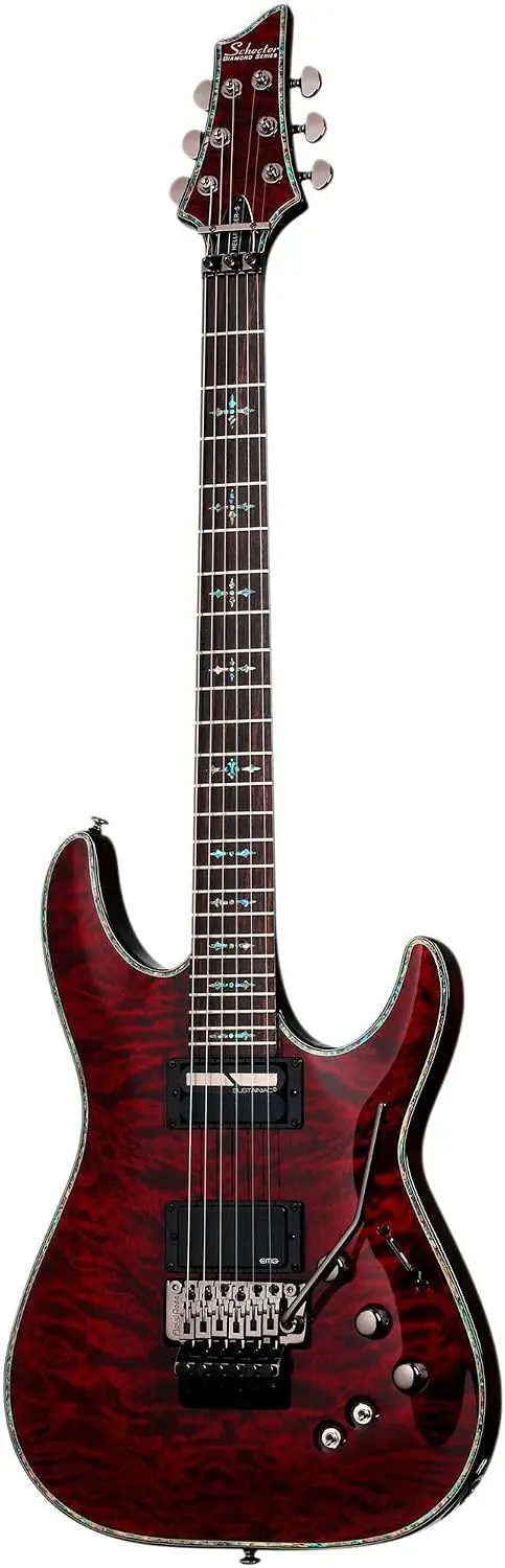 Electric Guitar with Locking Tremolo Bridge and Sustainer Pickup System, Black Cherry