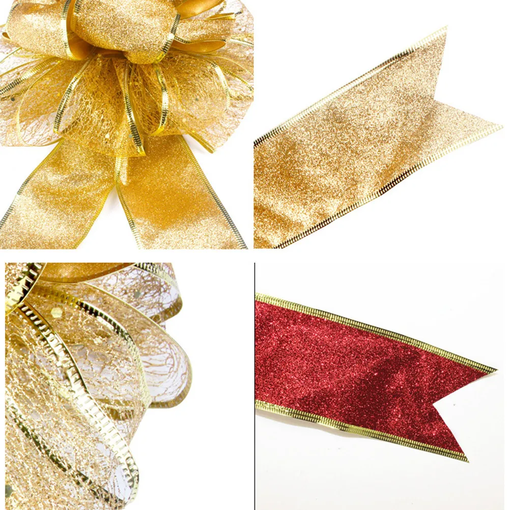 

1 шт. Золотой бантик ручной работы для украшения рождественской елки, декор для вечеринки, свадьбы, выпускного вечера, праздничного оформления