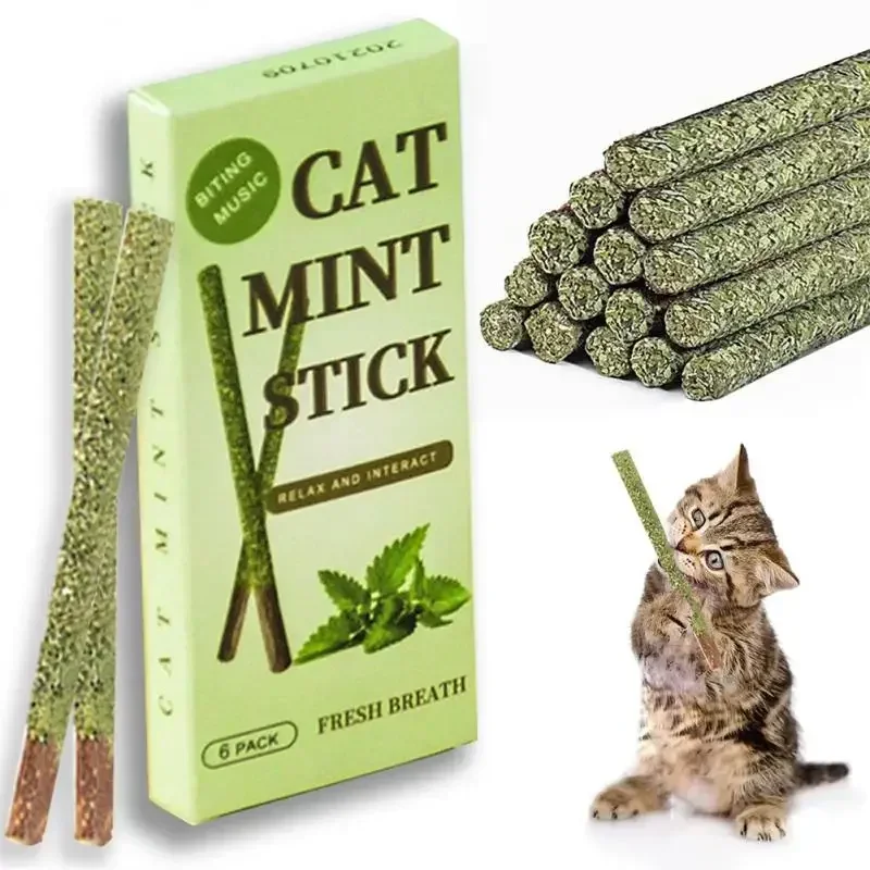 Palillos para gatos Matatabi naturales, varillas de menta Silvervine. Estimular la mordida/controlecida, limpieza de dientes, tratamiento de suministros para mascotas, divertido juguete para gatos