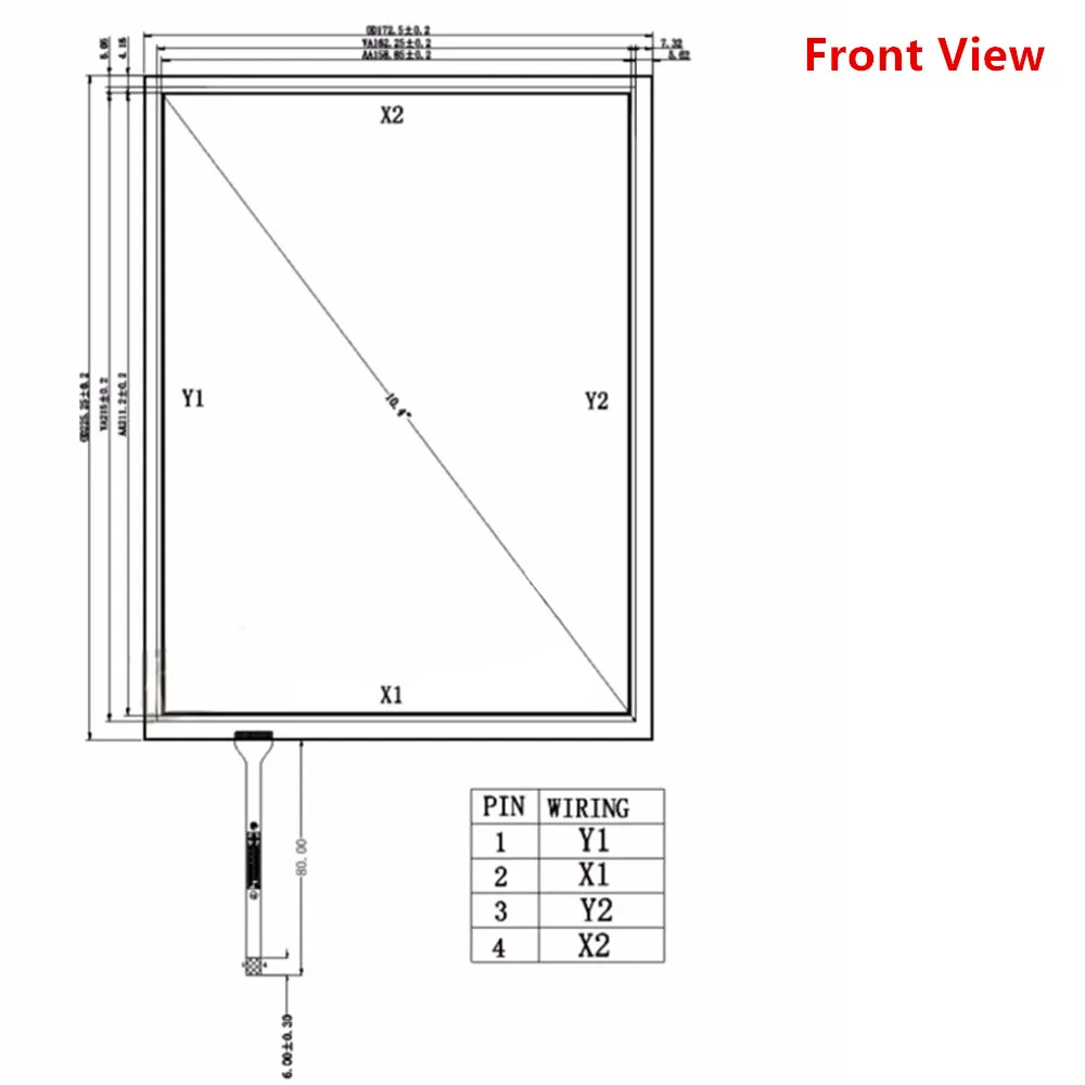 Panneau d'écran tactile en verre pour voiture, équipement de contrôle industriel médical, Hébergements eur 02/10/2018, remplacement, 10.4 pouces, 172.5mm x 225.25mm