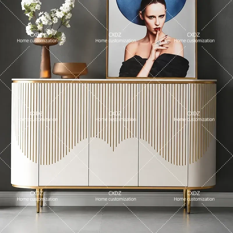 Modern Marble Porch Cabinet Home Shoe Storage Multi Functional Locker for Living Room Art Partition Shelf Light Luxury Design