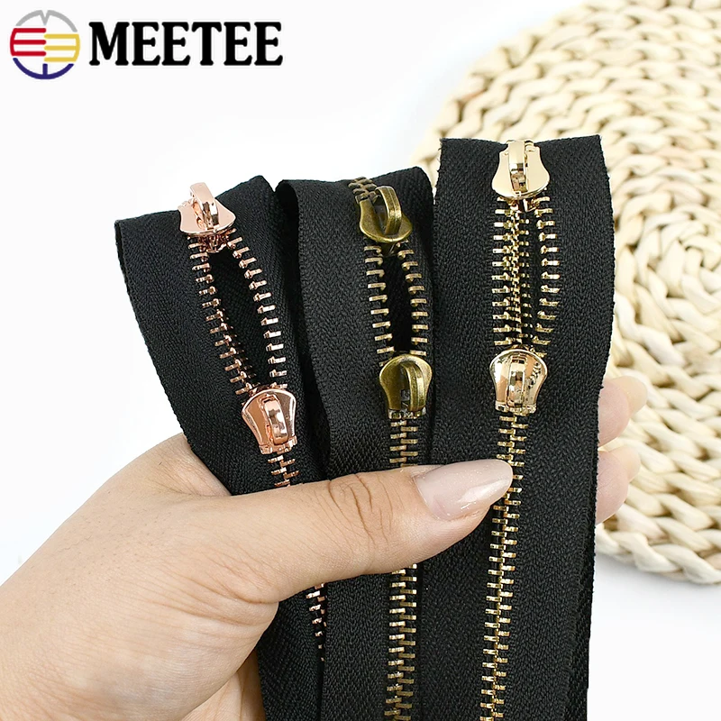 

2/5Yards Meetee 3#5# Metal Zipper with Closures Zips Slider for Sewing Bags Pocket Zip Puller Zippers Repair Kit DIY Accessories