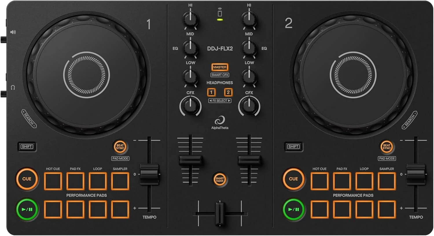 DDJ-FLX2 Portable 2-Channel DJ Controller SMART FADER CFX Pad USB-C Bluetooth for rekordbox djay Serato