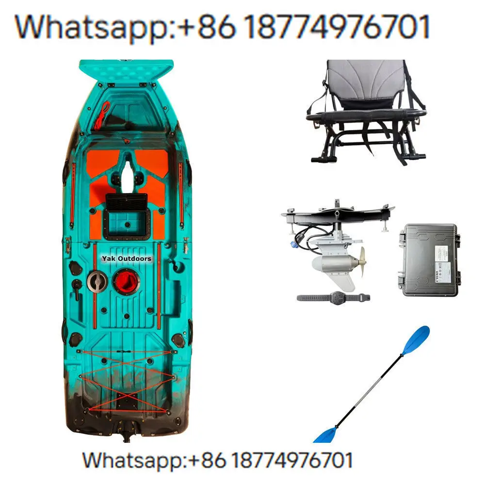 

2025 New Modular 9ft Wide Stable Motorized Ka Easy Store Plastic Fishing Kajak with 2 Person Capacity Pedal Drive for Fishing