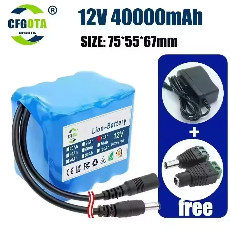12V 20000mah 18650 NEW Lithium Battery Pack 3S5P large Capacity Built-in BMS 20Ah Suitable for Small Power Electronic Equipment