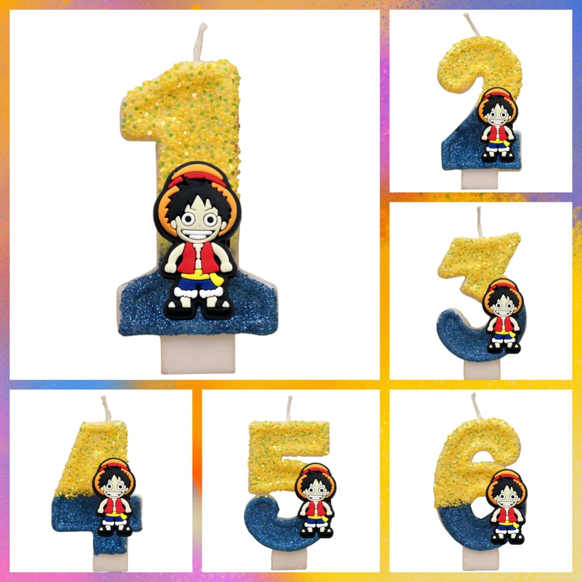 One Piece Theme Kerzen Cartoon 0-9 Nummer Kuchen Anime Figur Monkey D.Luffy Party Geburtstag Jahrestag Kuchen Dekoration Kinder Geschenk