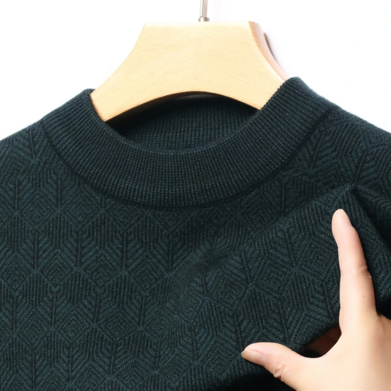 เสื้อสเวตเตอร์ไหมแคชเมียร์ถักลายแจ็คการ์ด คอเต่าครึ่งตัว ซิปหน้า สำหรับผู้ชาย ฤดูหนาว 2025