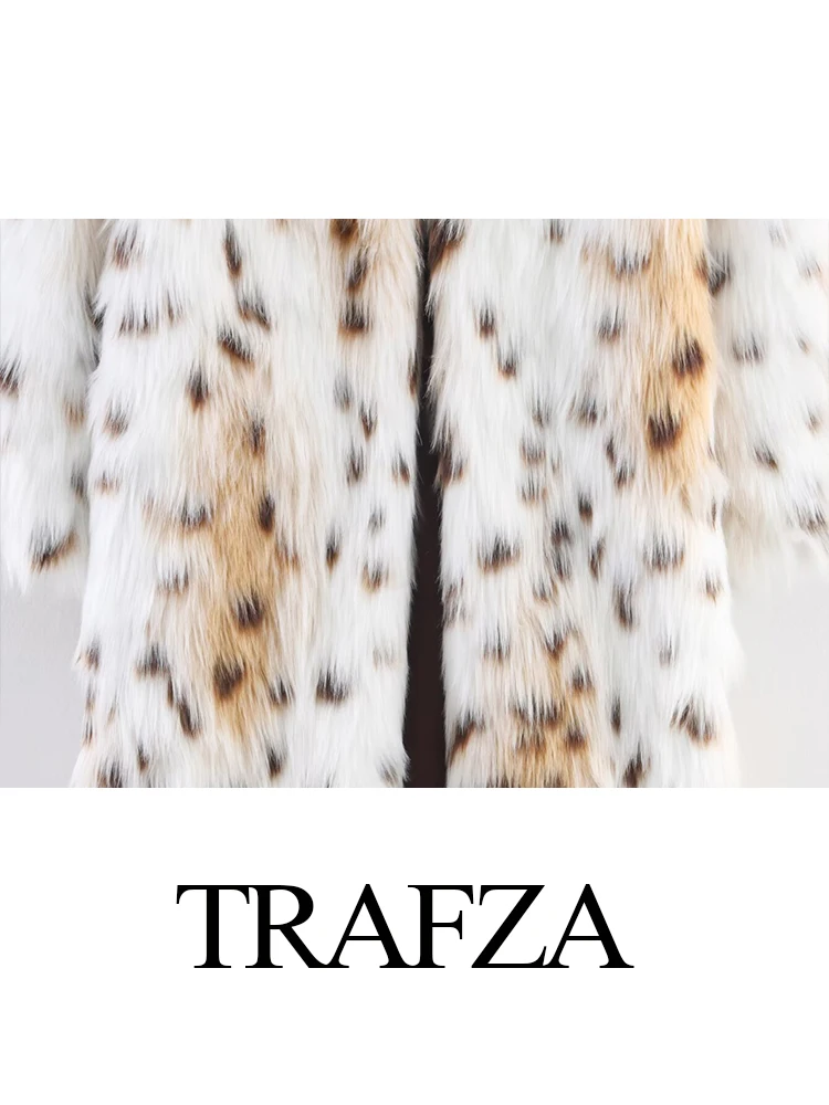 เสื้อโค้ทแฟชั่นผู้หญิงสำหรับฤดูหนาว ปกเสื้อแบบปกเชิ้ต ขนเทียมลายเสือดาว ทรงหลวม สไตล์ลำลอง อุ่นสบาย หนา ทันสมัย